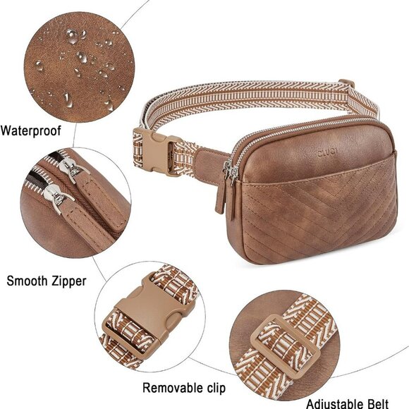 Belt Bag for Women, Mini Everywhere Crossbody Waist Bag Adjustable Strap, Vegan - Picture 4 of 7